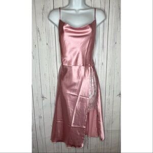 RSLOVE Women’s Size Small Pink Satin Chemise Nightgown Dress Elegant Nightie